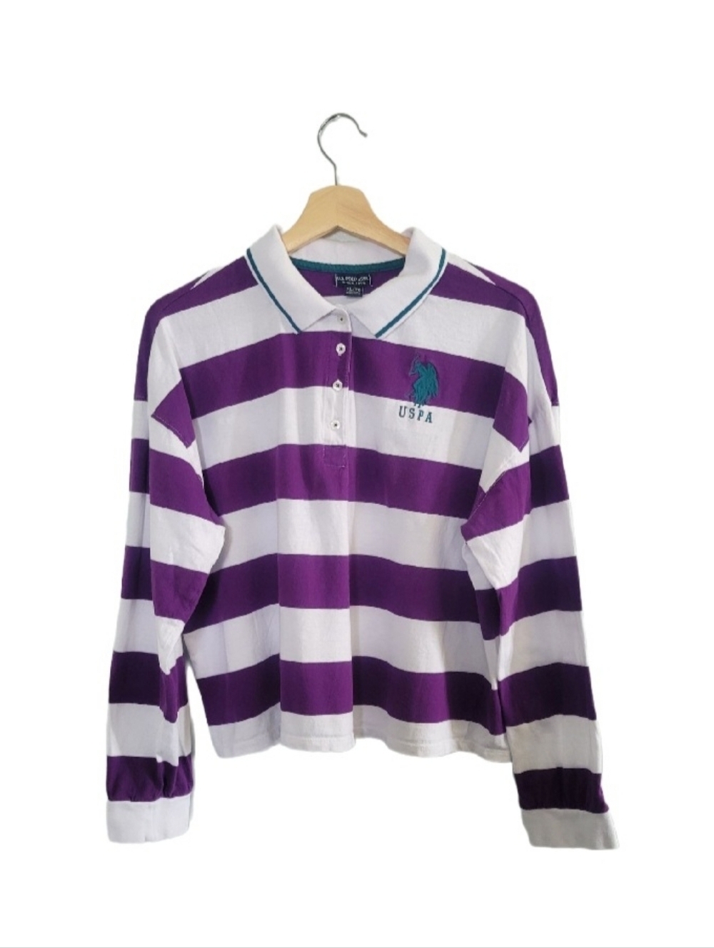U.S. POLO ASSN Size XL Womens Striped Long-Sleeve Polo Rugby Style Preppy